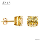 LENYA ต่างหูเงินแท้ 925 ตัวเรือนชุบทองคำ ประดับด้วย คิวบิกเซอร์โคเนีย (Cubic Zirconia) สีเหลืองเม็ดใหญ่ เพิ่มคุณค่าให้เครื่องประดับ ให้ดูเลอค่า