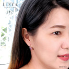 LENYA ต่างหูพลอยอเมทิสต์ เสริมความสงบใจ มีสติ มั่งคั่ง ขนาด 7x5 มิล ตัวเรือนเงินแท้925 ชุบทองคำขาว