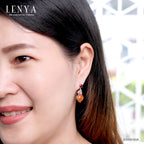 LENYA ต่างหูหินคาเนเลี่ยน  เสริมความสุข ความกล้า พลังบวก ขนาด 10 มิล ตัวเรือนเงินแท้925 ชุบทองคำขาว