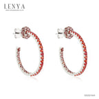 LENYA ต่างหูพลอยออเรนจ์แซฟไฟร์ เสริมความรักและความสุข ขนาด 1.75 มิล ตัวเรือนเงินแท้925 ชุบทองคำขาว