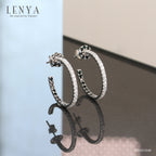 LENYA ต่างหูพลอยดำนิล ส่งเสริมการเงิน อำนาจความมั่นคง ขนาด 1.75 มิล ตัวเรือนเงินแท้925 ชุบทองคำขาว