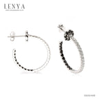 LENYA ต่างหูพลอยดำนิล ส่งเสริมการเงิน อำนาจความมั่นคง ขนาด 1.75 มิล ตัวเรือนเงินแท้925 ชุบทองคำขาว