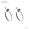 LENYA ต่างหูพลอยดำนิล ส่งเสริมการเงิน อำนาจความมั่นคง ขนาด 1.75 มิล ตัวเรือนเงินแท้925 ชุบทองคำขาว