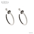 LENYA ต่างหูพลอยดำนิล ส่งเสริมการเงิน อำนาจความมั่นคง ขนาด 1.75 มิล ตัวเรือนเงินแท้925 ชุบทองคำขาว