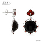 LENYA ต่างหูพลอยนิลดำ ช่วยป้องกันอันตราย เพิ่มพลังงานบวก ขนาด 13 มิล ตัวเรือนเงินแท้925 ชุบทองคำขาว