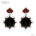 LENYA ต่างหูพลอยนิลดำ ช่วยป้องกันอันตราย เพิ่มพลังงานบวก ขนาด 13 มิล ตัวเรือนเงินแท้925 ชุบทองคำขาว