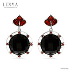 LENYA ต่างหูพลอยนิลดำ ช่วยป้องกันอันตราย เพิ่มพลังงานบวก ขนาด 13 มิล ตัวเรือนเงินแท้925 ชุบทองคำขาว