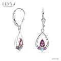 LENYA ต่างหูเงินแท้ 925 ชุบโรเดียม ประดับพลอยอเมทิสต์ (Amethyst) และ บลูโทแพซ (Blue Topaz)
