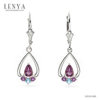 LENYA ต่างหูเงินแท้ 925 ชุบโรเดียม ประดับพลอยอเมทิสต์ (Amethyst) และ บลูโทแพซ (Blue Topaz)