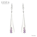 LENYA ต่างหูพลอยอเมทิสต์ เสริมความสงบใจ มีสติ มั่งคั่ง ขนาด 3.50 มิล ตัวเรือนเงินแท้925 ชุบทองคำขาว