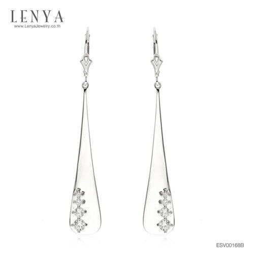 LENYA ต่างหู CZ Diamondlike เพิ่มความโดดเด่น ขนาด 3.50 มิล ตัวเรือนเงินแท้925 ชุบทองคำขาว