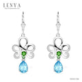 LENYA ต่างหูพลอยบลูโทแพซ เสริมความมั่นใจ ชัดเจน ปัญญา ขนาด 8x6 มิล ตัวเรือนเงินแท้925 ชุบทองคำขาว