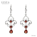 LENYA ต่างหูพลอยโกเมน เสริมพลังในการปกป้องคุ้มครอง ขนาด7x5มิล ตัวเรือนเงินแท้ 925 ชุบทองคำขาว
