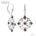 LENYA ต่างหูพลอยโกเมน เสริมด้านใจแกร่ง สำเร็จ มั่นคง ขนาด 3 มิล ตัวเรือนเงินแท้925 ชุบทองคำขาว
