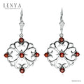 LENYA ต่างหูพลอยโกเมน เสริมด้านใจแกร่ง สำเร็จ มั่นคง ขนาด 3 มิล ตัวเรือนเงินแท้925 ชุบทองคำขาว