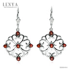 LENYA ต่างหูพลอยโกเมน เสริมด้านใจแกร่ง สำเร็จ มั่นคง ขนาด 3 มิล ตัวเรือนเงินแท้925 ชุบทองคำขาว