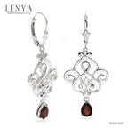 LENYA ต่างหูพลอยโกเมน เสริมด้านใจแกร่ง สำเร็จ มั่นคง ขนาด 7X5 มิล ตัวเรือนเงินแท้925 ชุบทองคำขาว