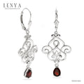 LENYA ต่างหูพลอยโกเมน เสริมด้านใจแกร่ง สำเร็จ มั่นคง ขนาด 7X5 มิล ตัวเรือนเงินแท้ 925 ชุบทองคำขาว