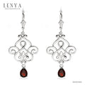 LENYA ต่างหูพลอยโกเมน เสริมด้านใจแกร่ง สำเร็จ มั่นคง ขนาด 7X5 มิล ตัวเรือนเงินแท้925 ชุบทองคำขาว