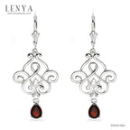 LENYA ต่างหูพลอยโกเมน เสริมด้านใจแกร่ง สำเร็จ มั่นคง ขนาด 7X5 มิล ตัวเรือนเงินแท้925 ชุบทองคำขาว