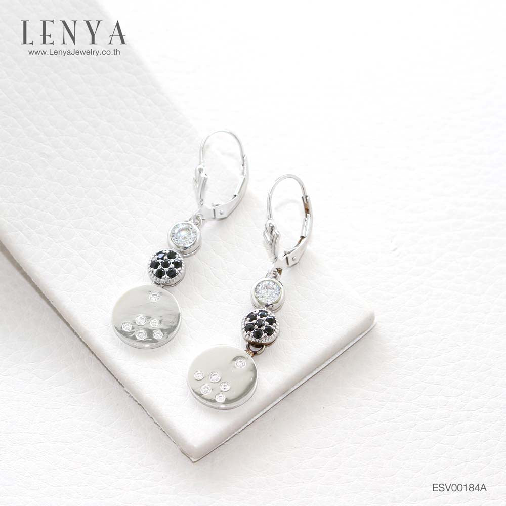 LENYA ต่างหูพลอยสปิเนล ช่วยป้องกันอันตรายเพิ่มพลังงานบวก ขนาด1.50มิล ตัวเรือนเงินแท้925 ชุบทองคำขาว