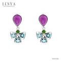 LENYA ต่างหูพลอยอเมทิสต์ เสริมความสงบใจ มีสติ มั่งคั่ง ขนาด 7x5 มิล ตัวเรือนเงินแท้925 ชุบทองคำขาว