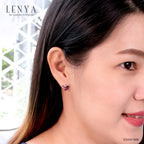 LENYA ต่างหูพลอยโรโดไลท์ เสริมความรัก ความสัมพันธ์ ขนาด 7x5 มิล ตัวเรือนเงินแท้925 ชุบทองคำขาว