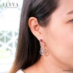 LENYA ต่างหูพลอยโรโดไลท์ เสริมความรัก ความสัมพันธ์ ขนาด 7x5 มิล ตัวเรือนเงินแท้925 ชุบทองคำขาว