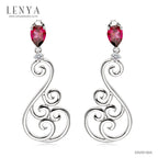 LENYA ต่างหูพลอยโรโดไลท์ เสริมความรัก ความสัมพันธ์ ขนาด 7x5 มิล ตัวเรือนเงินแท้925 ชุบทองคำขาว