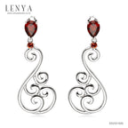 LENYA ต่างหูพลอยโกเมน เสริมด้านใจแกร่ง สำเร็จ ขนาด 7x5 มิล ตัวเรือนเงินแท้925 ชุบทองคำขาว