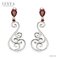 LENYA ต่างหูพลอยโกเมน เสริมด้านใจแกร่ง สำเร็จ ขนาด 7x5 มิล ตัวเรือนเงินแท้ 925 ชุบทองคำขาว