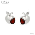 LENYA ต่างหูพลอยโกเมน เสริมด้านใจแกร่ง สำเร็จ มั่นคง ขนาด 6x4 มิล ตัวเรือนเงินแท้925 ชุบทองคำขาว