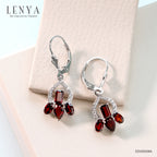 LENYA ต่างหูพลอยโกเมน เสริมด้านใจแกร่ง สำเร็จ มั่นคง ขนาด 6x4 มิล ตัวเรือนเงินแท้925 ชุบทองคำขาว
