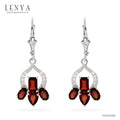 LENYA ต่างหูพลอยโกเมน เสริมด้านใจแกร่ง สำเร็จ มั่นคง ขนาด 6x4 มิล ตัวเรือนเงินแท้925 ชุบทองคำขาว