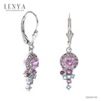 LENYA ต่างหูพลอยอเมทิสต์ เสริมความสงบใจ มีสติ มั่งคั่ง ขนาด 4 มิล ตัวเรือนเงินแท้925 ชุบทองคำขาว