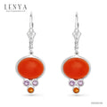 LENYA ต่างหูคาเนเลี่ยน เสริมความสุข ความกล้า พลังบวก ขนาด 10x8 มิล ตัวเรือนเงินแท้925 ชุบทองคำขาว