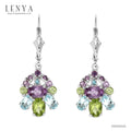 LENYA ต่างหูพลอยอเมทิสต์ เสริมความสงบใจ มีสติ มั่งคั่ง ขนาด 6x4 มิล ตัวเรือนเงินแท้925 ชุบทองคำขาว