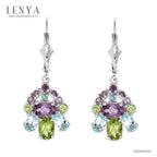 LENYA ต่างหูพลอยอเมทิสต์ เสริมความสงบใจ มีสติ มั่งคั่ง ขนาด 6x4 มิล ตัวเรือนเงินแท้925 ชุบทองคำขาว