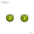LENYA ต่างหูพลอยเพอริดอท เสริมโชคลาภ ความรัก ชีวิตมั่นคง ขนาด 6 มิล ตัวเรือนเงินแท้925 ชุบทองคำขาว