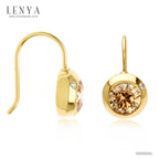 LENYA ต่างหูเงินแท้ 925 ประดับด้วย SWAROVSKI  ZIRCONIA สีเหลืองทอง  บนตัวเรือนเงินแท้ชุบทองคำ ในลุดสาวหวานสดใสน่ารัก เสริมเสน่ห์แพรวพราวสะกดตาใครต่อใคร