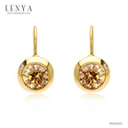LENYA ต่างหูเงินแท้ 925 ประดับด้วย SWAROVSKI  ZIRCONIA สีเหลืองทอง  บนตัวเรือนเงินแท้ชุบทองคำ ในลุดสาวหวานสดใสน่ารัก เสริมเสน่ห์แพรวพราวสะกดตาใครต่อใคร