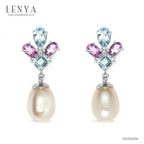 LENYA ต่างหูไข่มุก ตัวแทนของความอ่อนหวานนำพาความรัก ความสุข ขนาด10มิล ตัวเรือนเงินแท้925 ชุบทองคำขาว