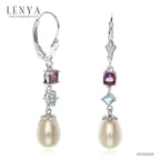 LENYA ต่างหูไข่มุก ตัวแทนของความอ่อนหวานนำพาความรักความสุข ขนาด10x7มิล ตัวเรือนเงินแท้925ชุบทองคำขาว