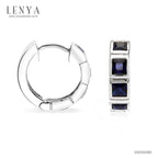 LENYA ต่างหูพลอยสีน้ำเงินจาก Swarovski เสริมรสนิยม สวยสง่าดูดี ขนาด3x3มิล ตัวเรือนเงิน925ชุบทองคำขาว