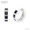 LENYA ต่างหูพลอยสีน้ำเงินจาก Swarovski เสริมรสนิยม สวยสง่าดูดี ขนาด3x3มิล ตัวเรือนเงิน925ชุบทองคำขาว