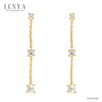 LENYA ต่างหูสร้อยตุ้งติ้ง ประดับด้วย ไวโทแพซ(White Topaz) ตัวเรือนเงินแท้ 925 ชุปทอง สวยงามไม่ซ้ำใคร