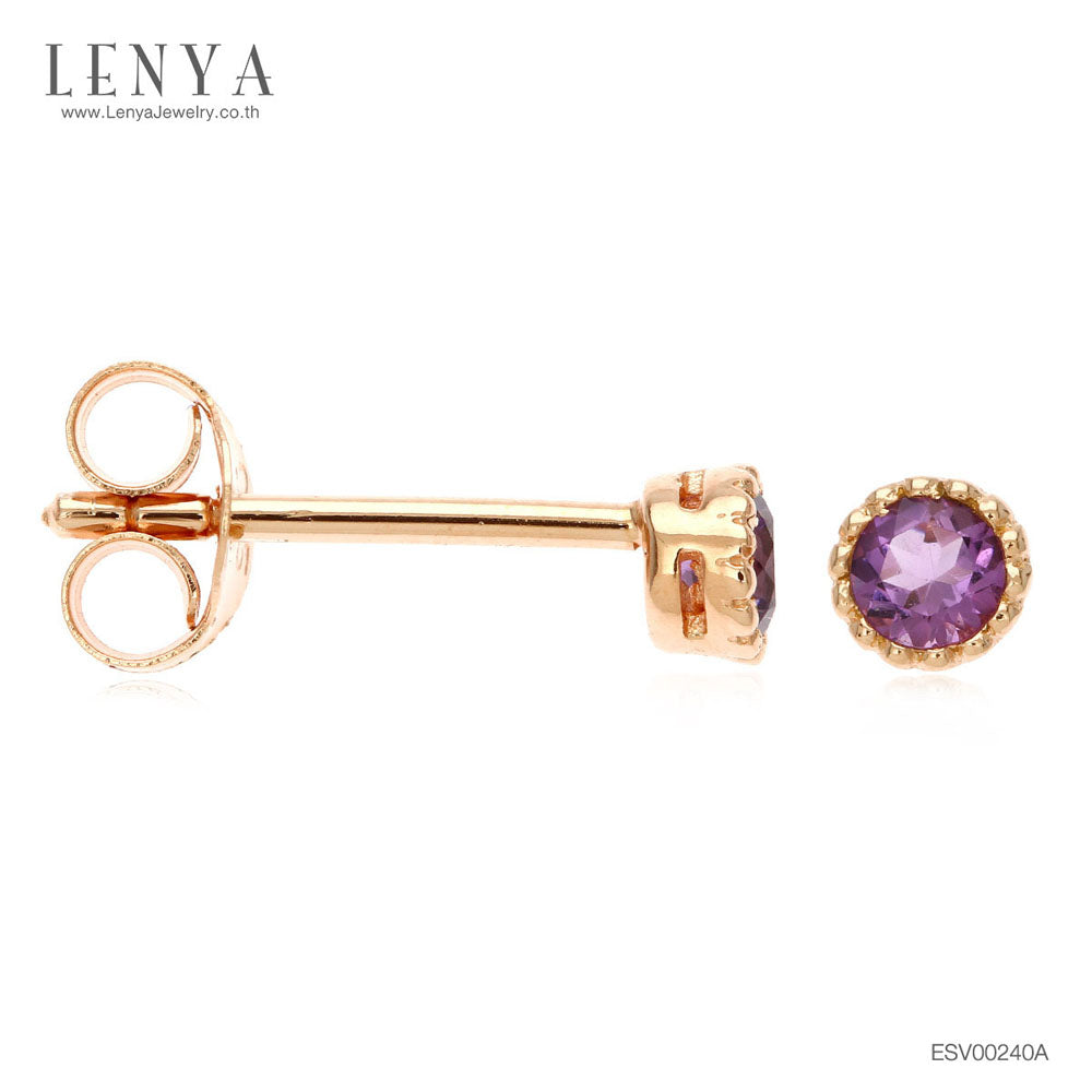 LENYA ต่างหูเงินแท้ ประดับอเมทิสต์ อัญมณีสำหรับผู้ที่เกิดเดือนกุมภาพันธ์