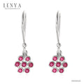 LENYA ต่างหูดีไซน์ Minimal ประดับด้วย ทิบทิมสีแดง(Ruby) ตัวเรือนเงินแท้ 925 ชุบทองขาว สีชมพูหวานน่ารัก ใส่ได้กับทุกสไตล์
