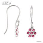 LENYA ต่างหูดีไซน์ Minimal ประดับด้วย ทิบทิมสีแดง(Ruby) ตัวเรือนเงินแท้ 925 ชุบทองขาว สีชมพูหวานน่ารัก ใส่ได้กับทุกสไตล์