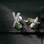 LENYA ต่างหูตัวเรือนเงินแท้ 925 ชุบโรเดียม ประดับด้วย เพอริดอท  (Peridot)  ไวโทแพซ (White Topaz) ดีไซน์เล็กๆน่ารัก